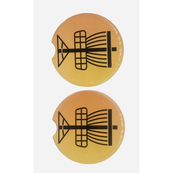 2 Pack DISC GOLF BASKET Car Drink Coasters Orange Yellow Ceramic Car Cup Holders - Picture 6 of 6